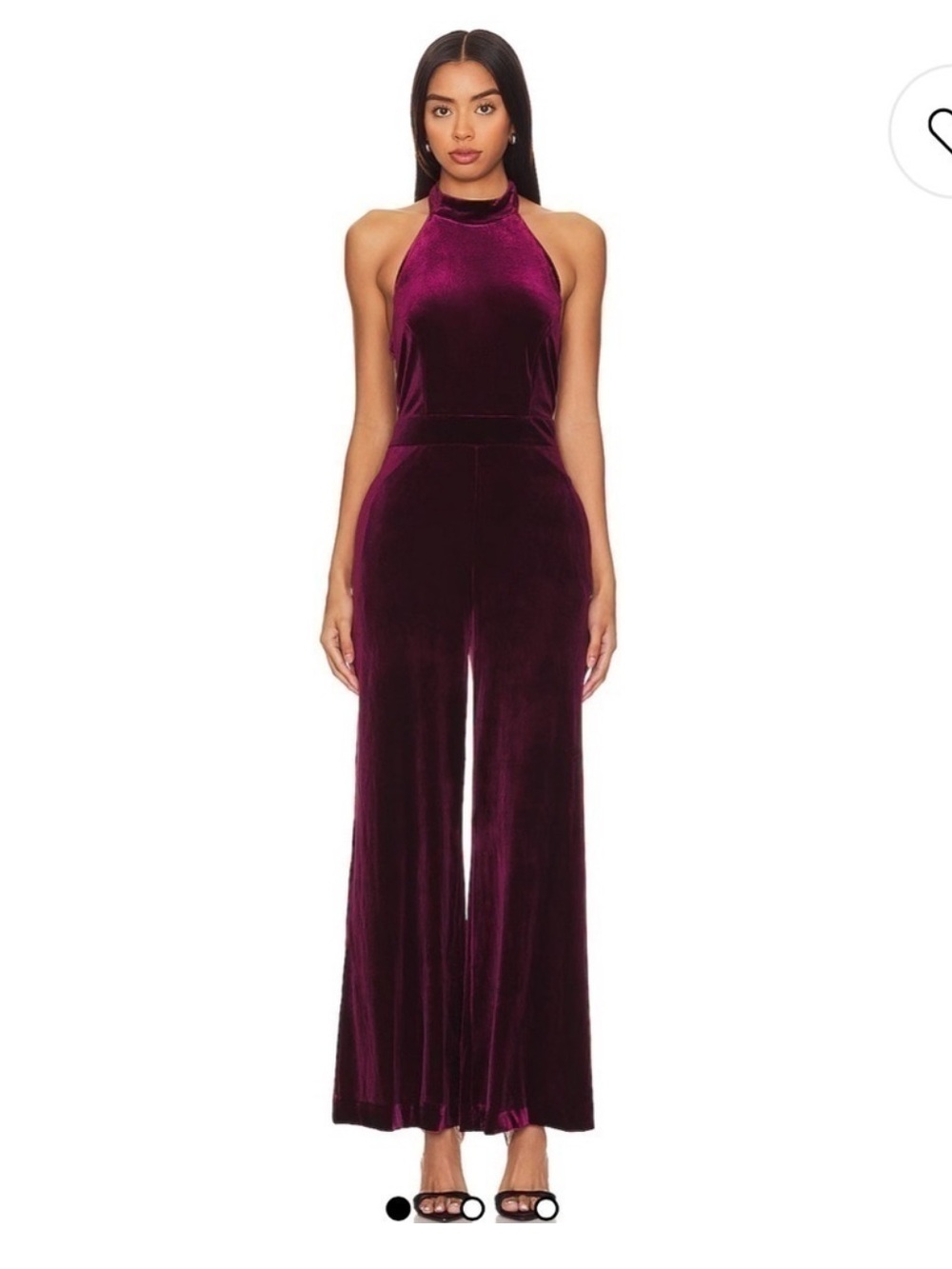 1.STATE Velvet Mock Neck Halter Jumpsuit Burgundy Size Small